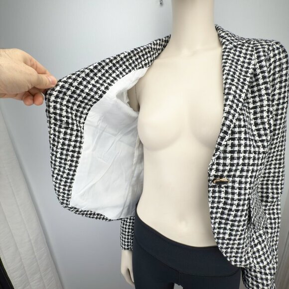 AUTRES FILLES ANTHRO Academia Houndstooth White Black One Button Soft Blazer S - Picture 6 of 8